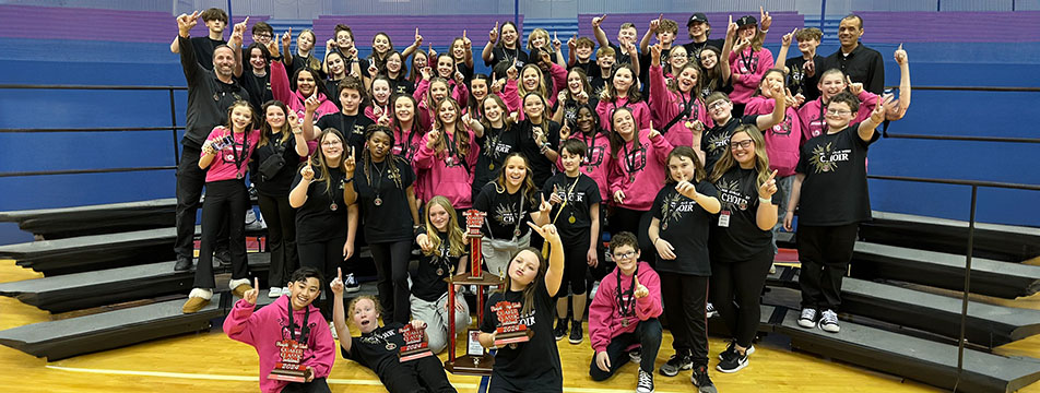 Noblesville West Middle School ''West Side Sound'' take first place with best vocals and best visuals at Plainfield in Indiana